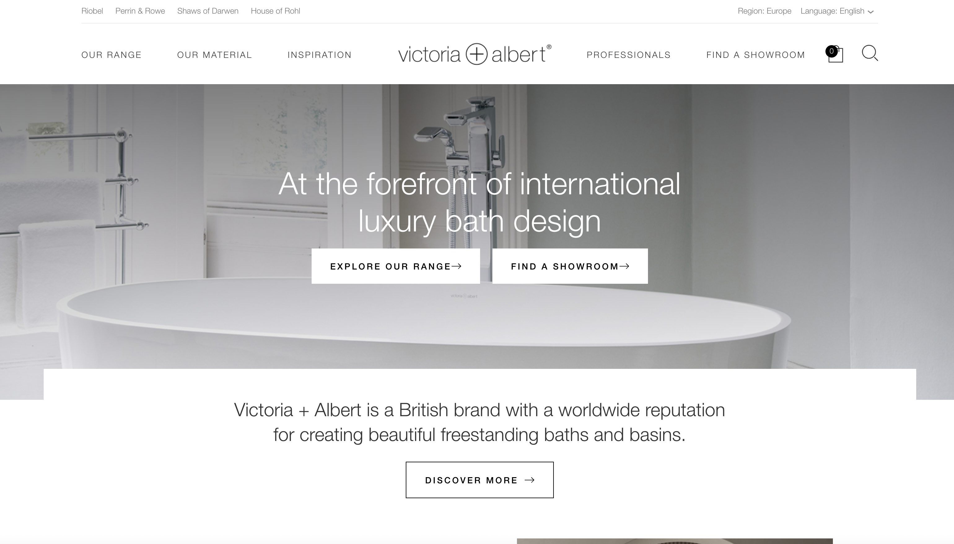 Victoria & Albert website screenshot